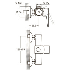 Змішувач HK Ø35 для душу AQUATICA HK-1D130C (9732300)