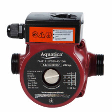 Насос циркуляційний 65Вт Hmax 4м Qmax 63л/хв Ø1' 130мм+гайки Ø¾' AQUATICA (774111)